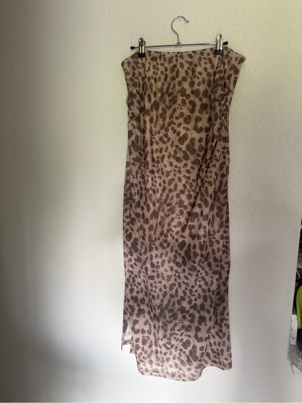 Leopard Print Midi Skirt in Taupe and Brown